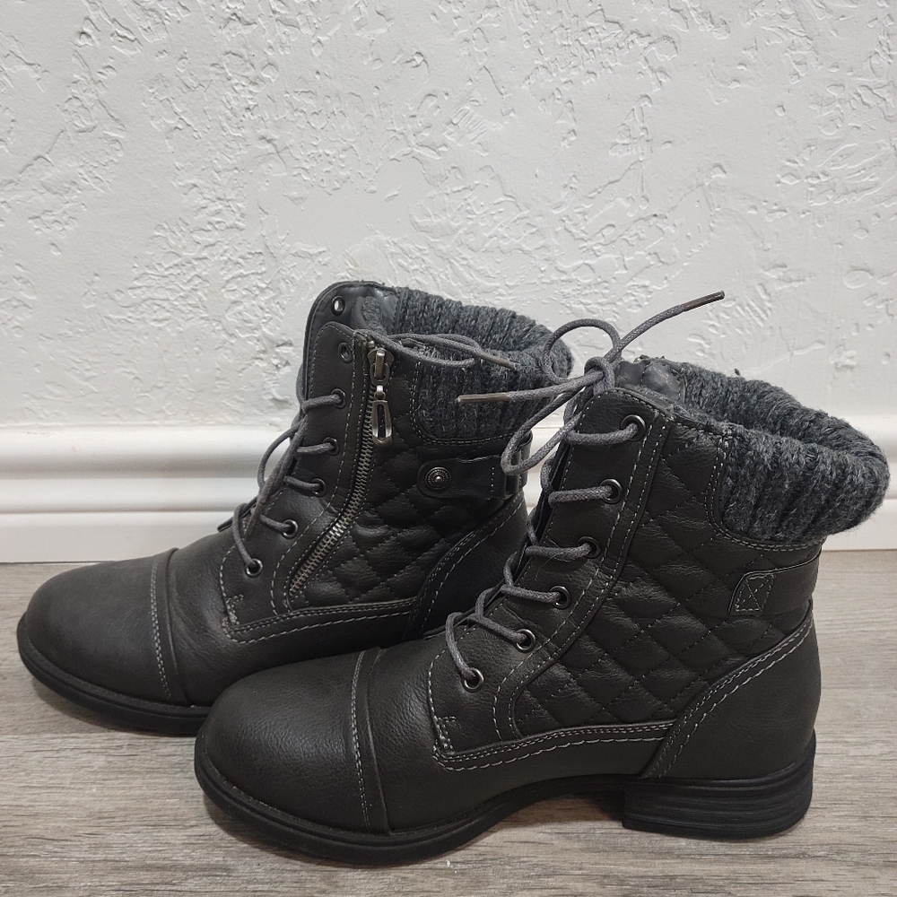 Charcoal Grey Sweater Top Combat Boots